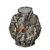 Autumn Winter Men's Camouflage Hunting Hoodie Outdoor Zipper Cardigan Jacket Sportwear Bird Watching Hiking Trip Sweatshirt