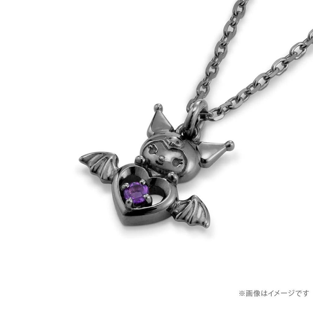 Персонажи Sanrio Куроми Ожерелье Аксессуар KUROMI Ожерелье с Дьявольским Сердцем Серебряное Популярное Ювелирное Изделие Подарок [U-Treasure] (Черное покрытие) Женский