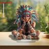 2D Плоская, Цветная Индийская Девочка, Акриловое Настольное Украшение, с Основанием, Подходит для украшения стен, Крыльца, Комнаты, Виллы, Акцентов в Доме, Прихожей, или Рабочего Места