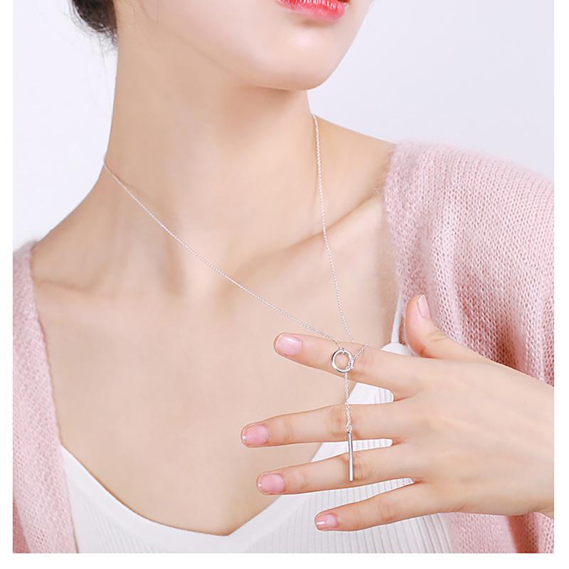 Продажа настоящего 925 стерлингового серебра круглой полосы длинное ожерелье-цепочка ювелирные изделия чокер для женщин свадебный подарок Nk001