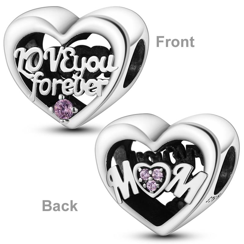 100% серебряный подарок матери 925 пробы бусина-шарм мама любовь счастливая семья подвеска подходит оригинальный браслет ожерелье DIY ювелирные изделия