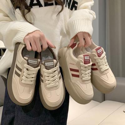 Обувь Dexun женская обувь 2024 весна новая универсальная нишевая ретро спортивная и повседневная обувь популярная кожаная обувь на платформе тренд