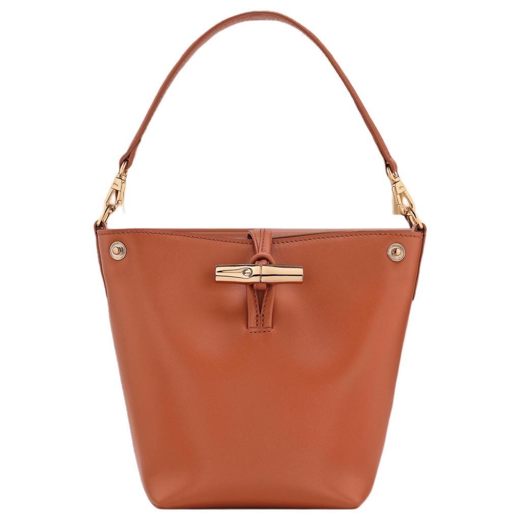 Longchamp Le Roseau Metal Bamboo Design Detachable Handle Mini Bucket Bag Women handbags Brown 10279HGCM11