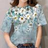 Круглый вырез с короткими рукавами женская летняя цветочная принтовая рубашка с короткими рукавами футболки женские
