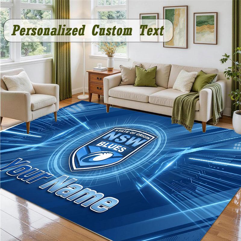 Crystal Velvet Square Rug Custom NameNSW Blues Pattern Non Slip Home Floor Decor Rug
