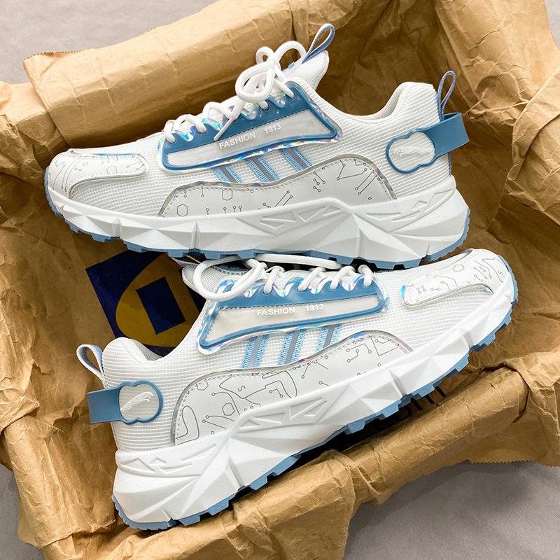 2025 популярная мужская обувь весна и лето новая дышащая сетчатая спортивная повседневная обувь модный тренд платформа папины кроссовки