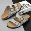 Summer Slippers for Men and Women Wear 2024 Leather Cork Sole Plus Size 35-46 Couple Beach Holiday Comfort Sandals and Slippers