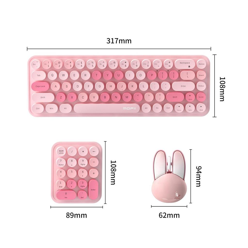 Mofii 3 In 1 Wireless Keyboard and Mouse 2.4G Keyboard and Mouse Kit Colorful Design Cute Retro Keyboard Kit With Keypad