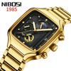 NIBOSI Дисплей Студенческие Часы Водонепроницаемые Календарь Личность Квадратные Кварцевые Часы