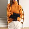 Women Winter Autumn Sweater Turtleneck Neck Protection Long Sleeve Knitted Warm Thick Soft Pullover Color Block Patchwork Lady Sweater