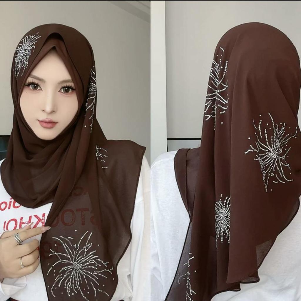 Женский этнический шарф-платок со стразами - Малайзийский стиль