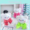 Adorable Bowknot Bear And Bunny Plush Keychain For Bags Cute Cartoon Stuffed Toy