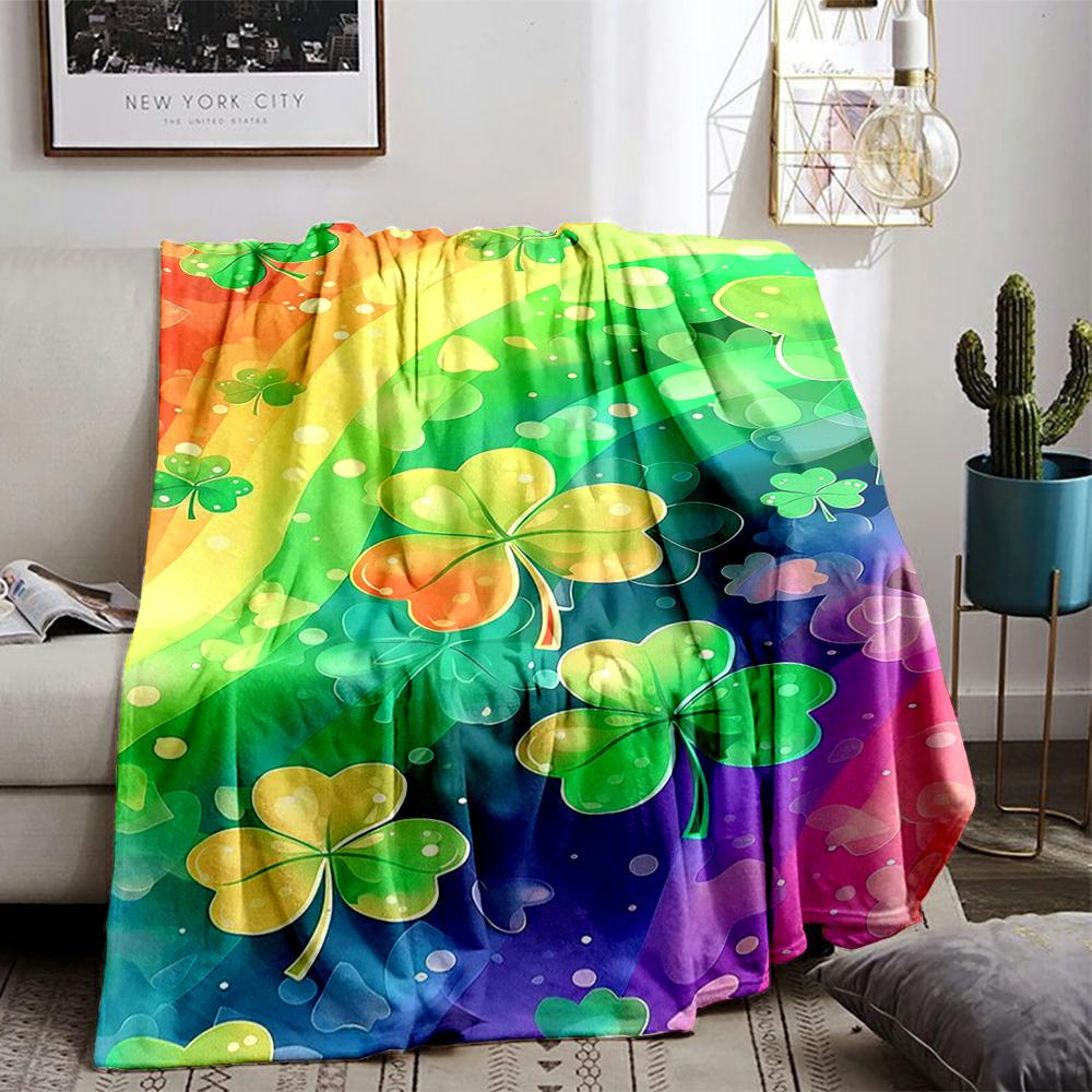 Rainbow Shamrocks Pattern Keep warm -Flannel blanket for bedroom, living room, sofa, and nap