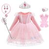 Платье Эльзы из тюля с пышными рукавами для девочек, с длинным рукавом, весеннее