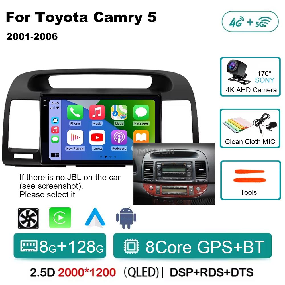 Qualcomm Car Radio Android 14 Wireless Car Play для Toyota Camry 5 2002 2003 2004-2006 Autoradio Multimedia Автомобильное автомобильное радио