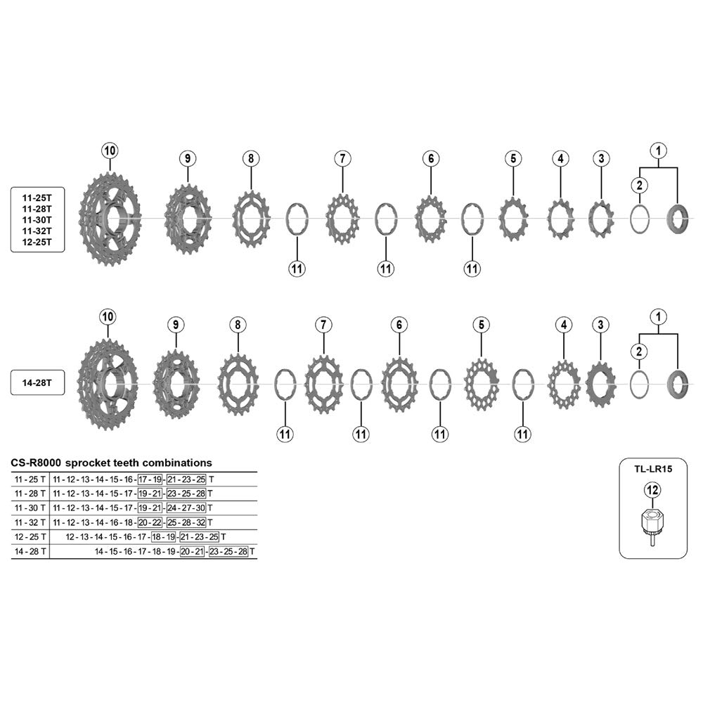 Запчасти для редуктора SHIMANO для Y1WG98020 (19-21Т) 11-30T CS-R8000