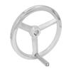 Rotary Handwheel 250mm Dia Cast Iron Chrome Plated 3 Spoked with Revolving Handle for Lathe Milling