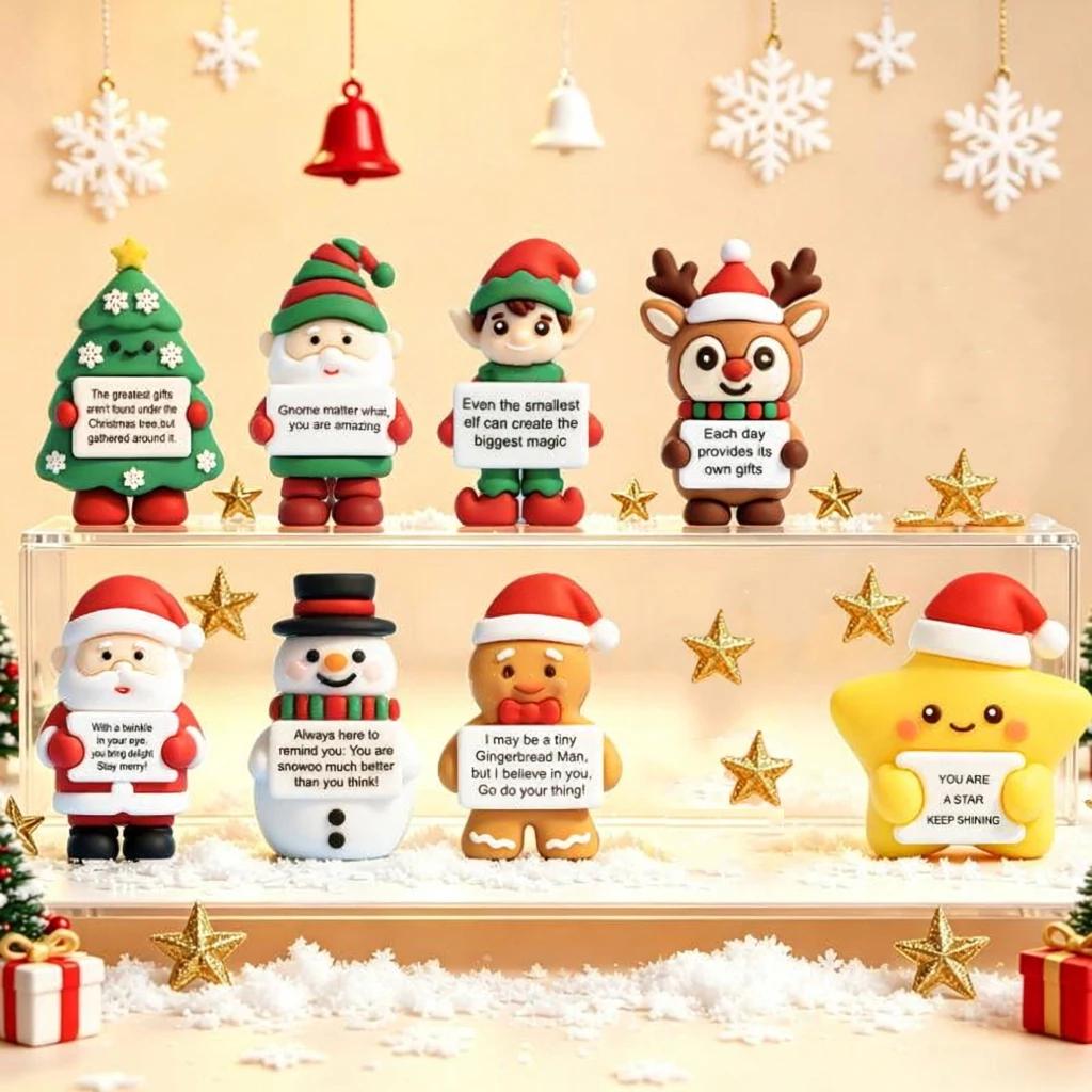 100pcs Miniatures Christmas Decorations Santa Claus Snowman Christmas Tree Reindeer Figurines Ornaments New Year Kids Gifts Home Decor