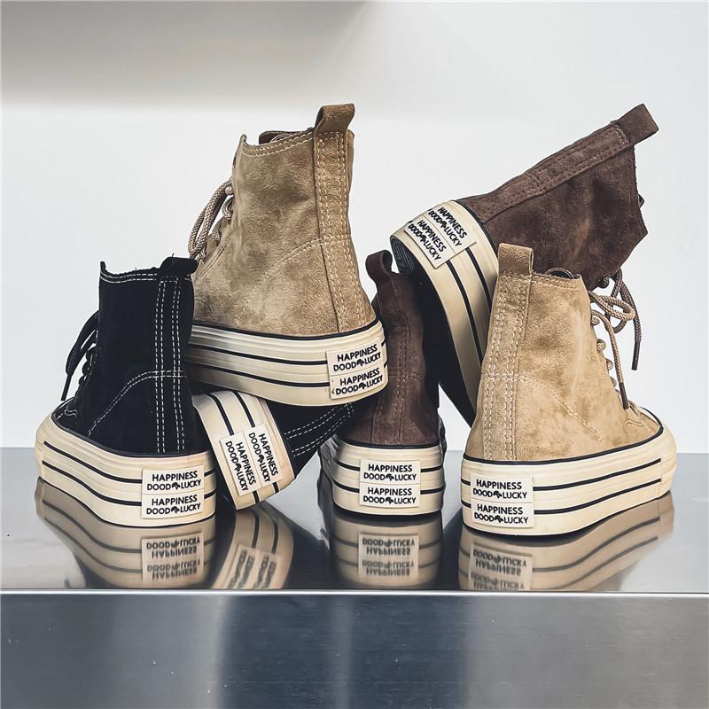 Новые парные парусиновые туфли с высоким берцем и толстой подошвой, размеры 35–44