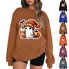 Women's Casual Fashion Printed Long Sleeved Knitted Sportswear Top, Loose Fit Halloween