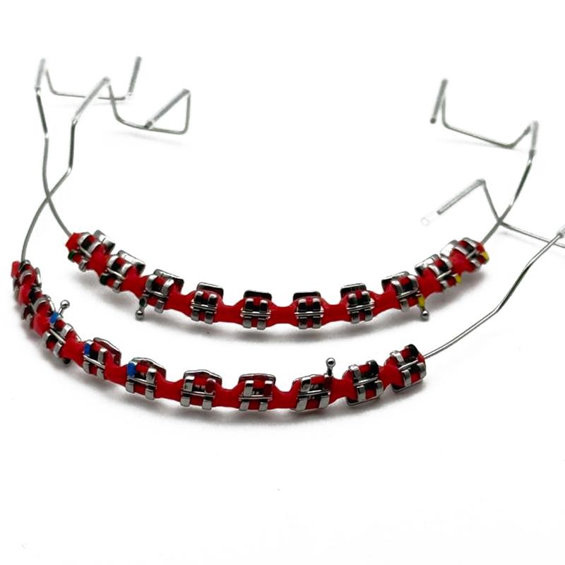 1 пара цветных брекетов стоматологические накладные брекеты с крючком временное украшение зубов с металлическими дугами лигатура для брекетов