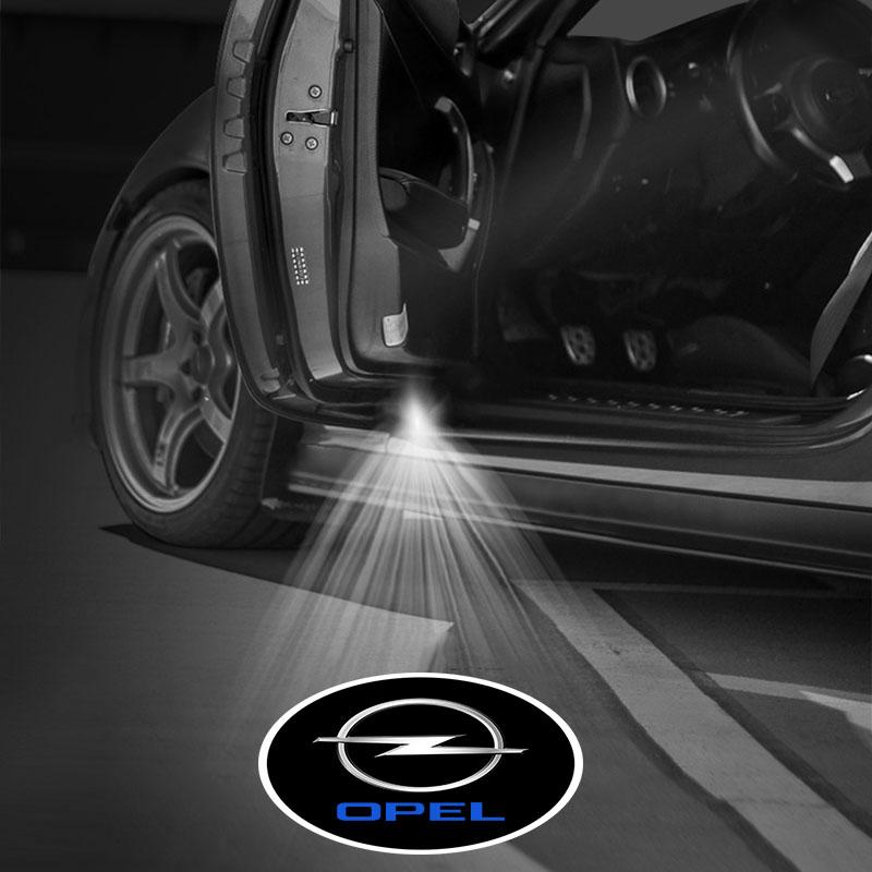 2 шт. Светодиодный логотип на дверь автомобиля, приветственный свет для Opel Corsa Insignia Vectra Zafira Meriva Mokka Grandland Vivaro Karl Rocks-e Astra New Energy