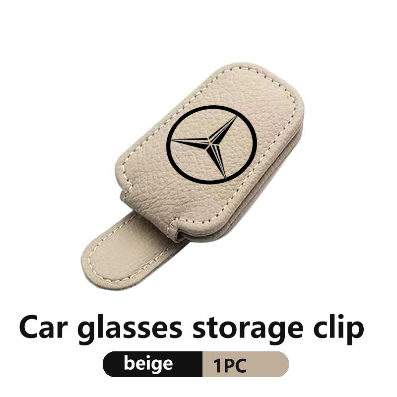 BAJ1 For Benz Car Sunshades Magnetic Leather Sunglasses Ticket Clip Auto Accessories AMG Exclusive A C E R V Class CLA CLS C180 C200
