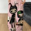 New Anime print Model women Gothic Vertical Graphic Wide Leg Sweatpants Drawstring Loose Straight Y2K Dark Punk Streetwear Pants