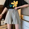 Korean High-Waist Cotton A-Line Shorts for Women - Summer Slim Fit, Loose Sports Wide-Leg Design