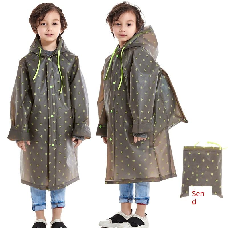 Children's Long Raincoat Boys and Girls Youth Primary School Students with Schoolbag Child Baby Transparent Brim Waterproof Poncho