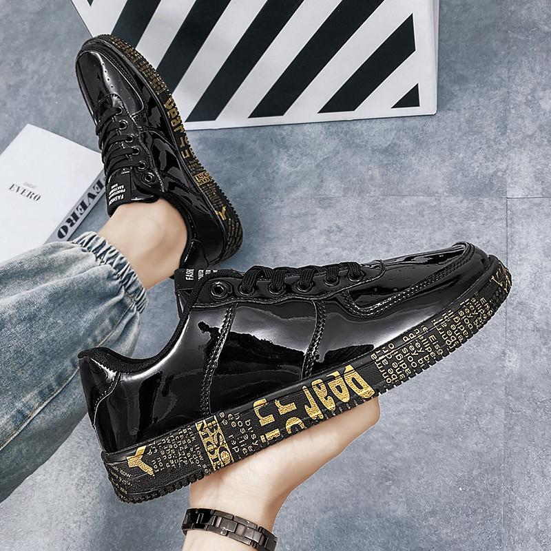 Brand Fashion Mirror Luxury Shoes for Men Women Glitter Leather Shoes Casual Men Golden Designer Shoes Men Sneakers Big Size 46