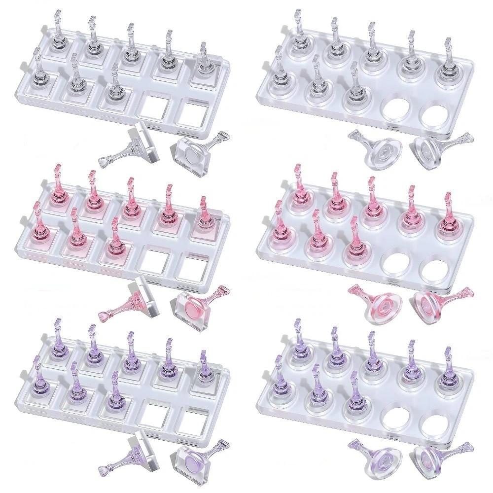 Non-Magnetic Nail Display Stand Transparent False Nail Tips Holder Manicurist Tools