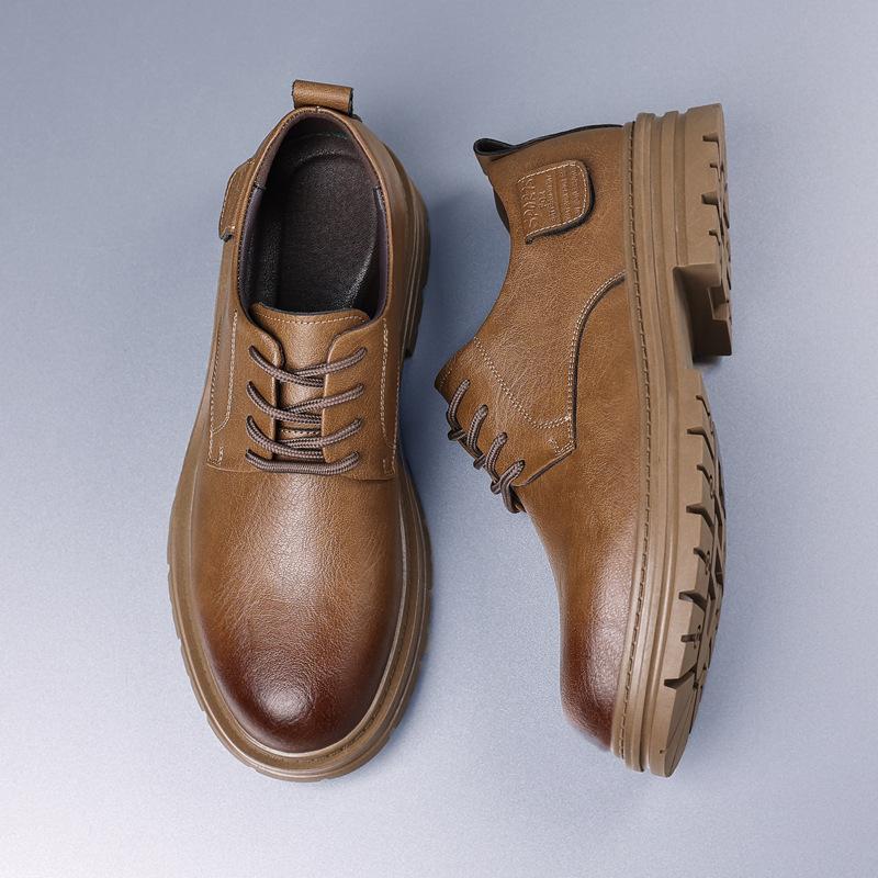 Мужская обувь в британском стиле, низкие ботинки Мартин, мужская ретро-рабочая обувь на мягкой подошве, повседневная кожаная обувь, мужской тренд 2025