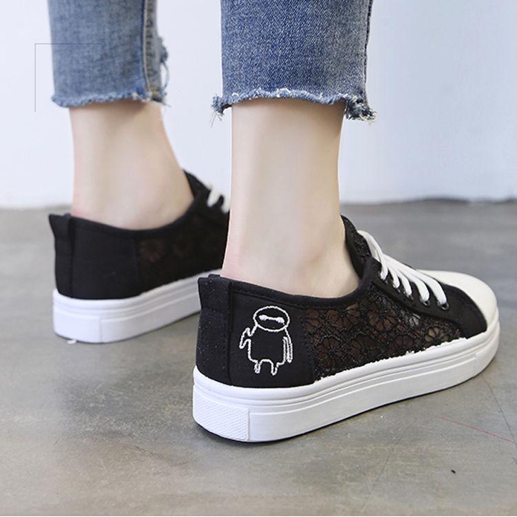 Кроссовки, женская модная дышащая летняя повседневная обувь на платформе, кружевная обувь для отдыха на плоской подошве, белая парусиновая женская обувь из вулканизированной ткани