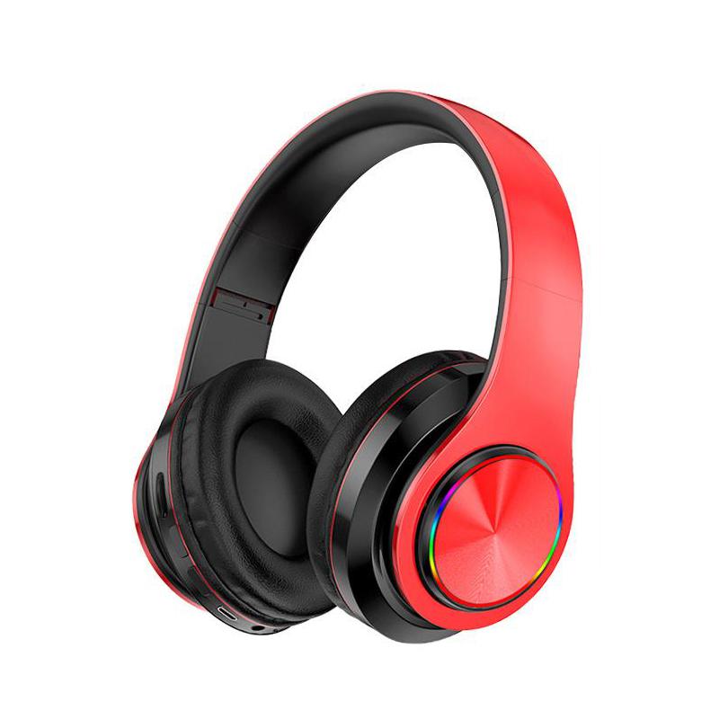 Colorful LED Light Folding Wireless Headphones Stereo Bluetooth 5.0 Headset Heavy Bass 9D Stereo Hi-fi Sport Over-ear Headphones with Mic