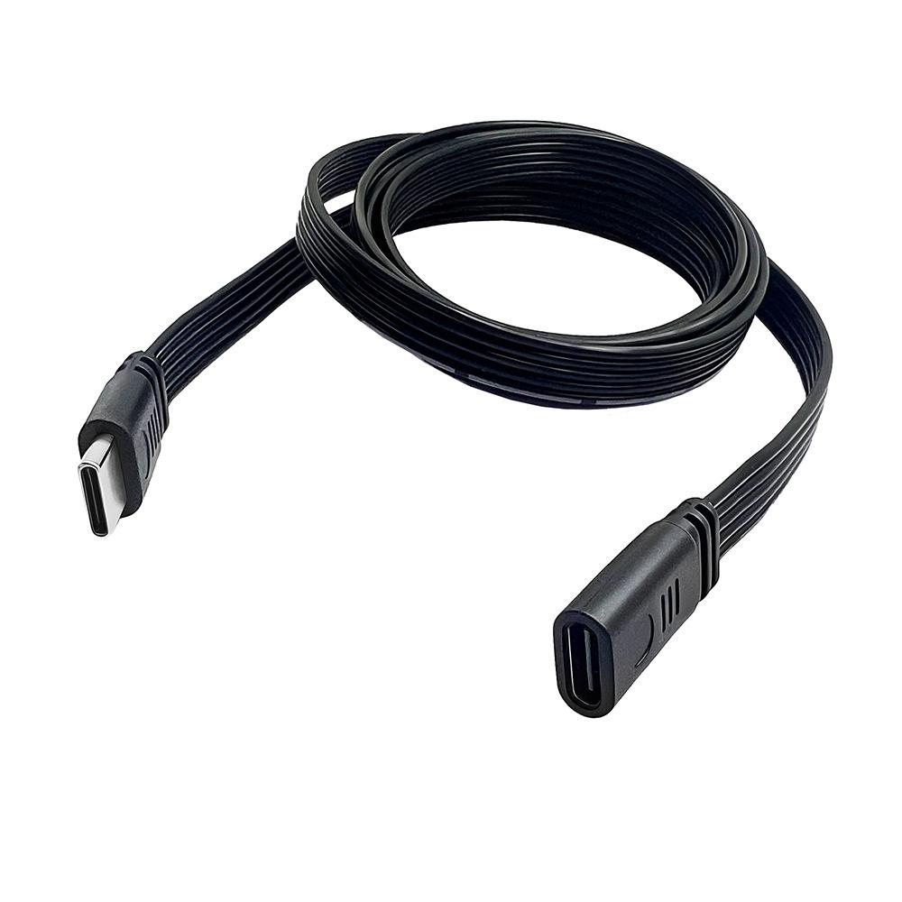 Многонаправленный угловой удлинительный кабель USB Type-C, Плоский силиконовый адаптер-переходник Male to Female для передачи данных