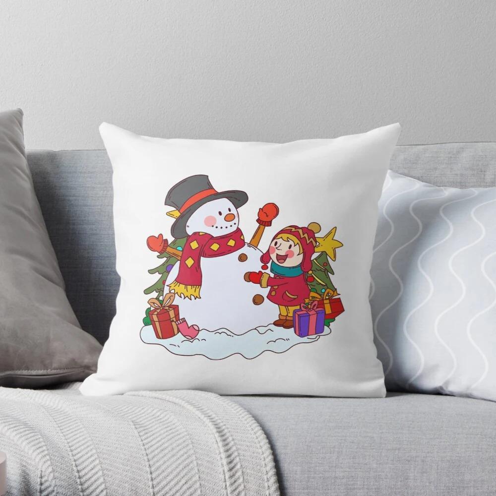 Merry Christmas Snowman Decoration Home Pillowcase Cushion Cover xcm Autumn Nordic xcm Modern Living Room Sofa Bed