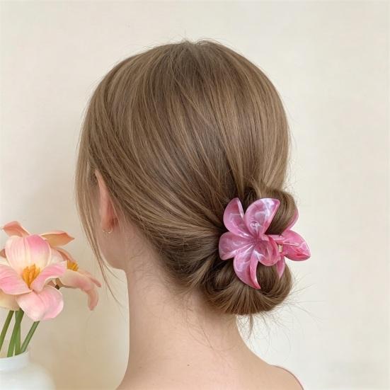 Hair Claw Flower Shape Stable Grip Summer Back Head Hair Clip Vibrant Color Non-Slip Shower Hair Claw Hair