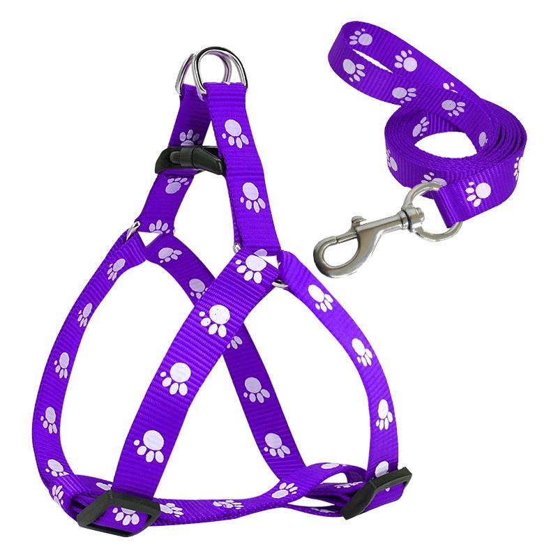 Милый комплект поводков и шлейки для собак с принтом лап, нейлоновая регулируемая шлейка для собак, поводок для прогулок для маленьких и средних собак