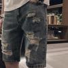 Summer Men's Short  Fashion Casual Slim Distressed Denim Shorts