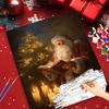1pc Picture With Numbers Reading Santa Claus Christmas Gifts Easy Hand Drawn Picture Home Furnishing Decor 40x50cm/16x20inch Without Frame