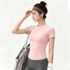 Pilates Fitness Short Sleeve T-Shirt Women's Yoga Clothing Slim Elastic Quick-Drying Breathable Running Top