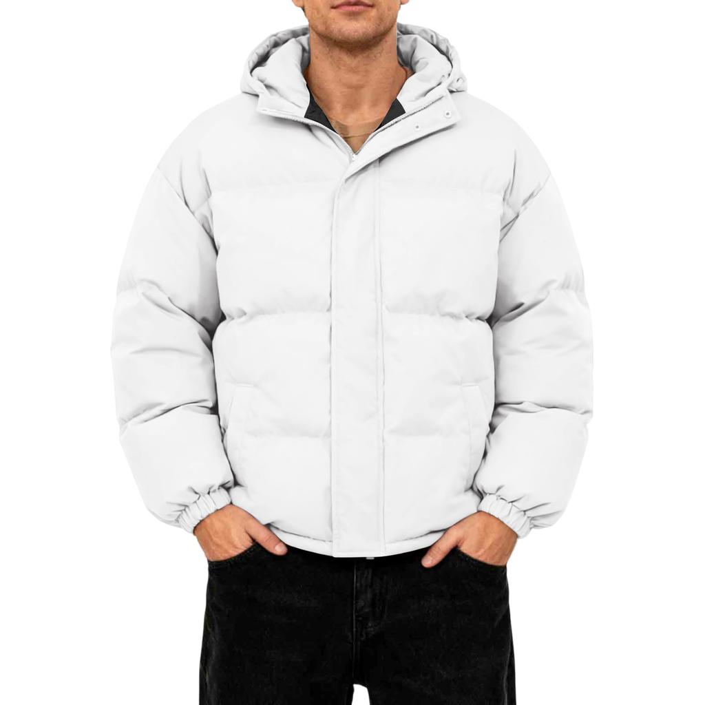 Men's Oversized Casual Down Jacket With Long Sleeves And Hood