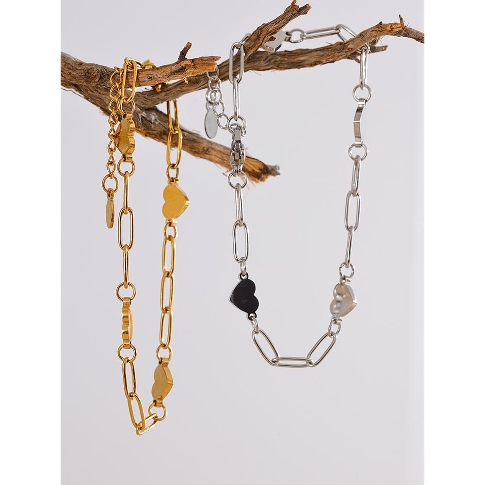 Eetit Модный браслет-цепочка из нержавеющей стали с сердцем ручной работы, водонепроницаемый повседневный браслет-шарм, ювелирные изделия на запястье, бижутерия для женщин