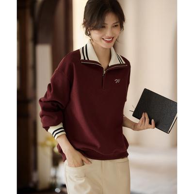 Легкая повседневная контрастная вышитая водолазка Весна и осень Новый стиль Повседневная контрастная вышитая толстовка