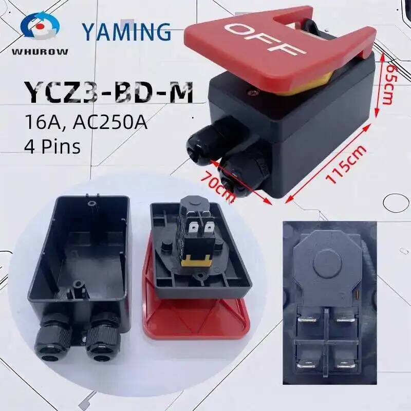 220V-250VAC Single Phase Safety ON-OFF Electromagnetic Switch Wire Plug Socket For Machine Lathe Milling Table Cutter YCZ3-BD