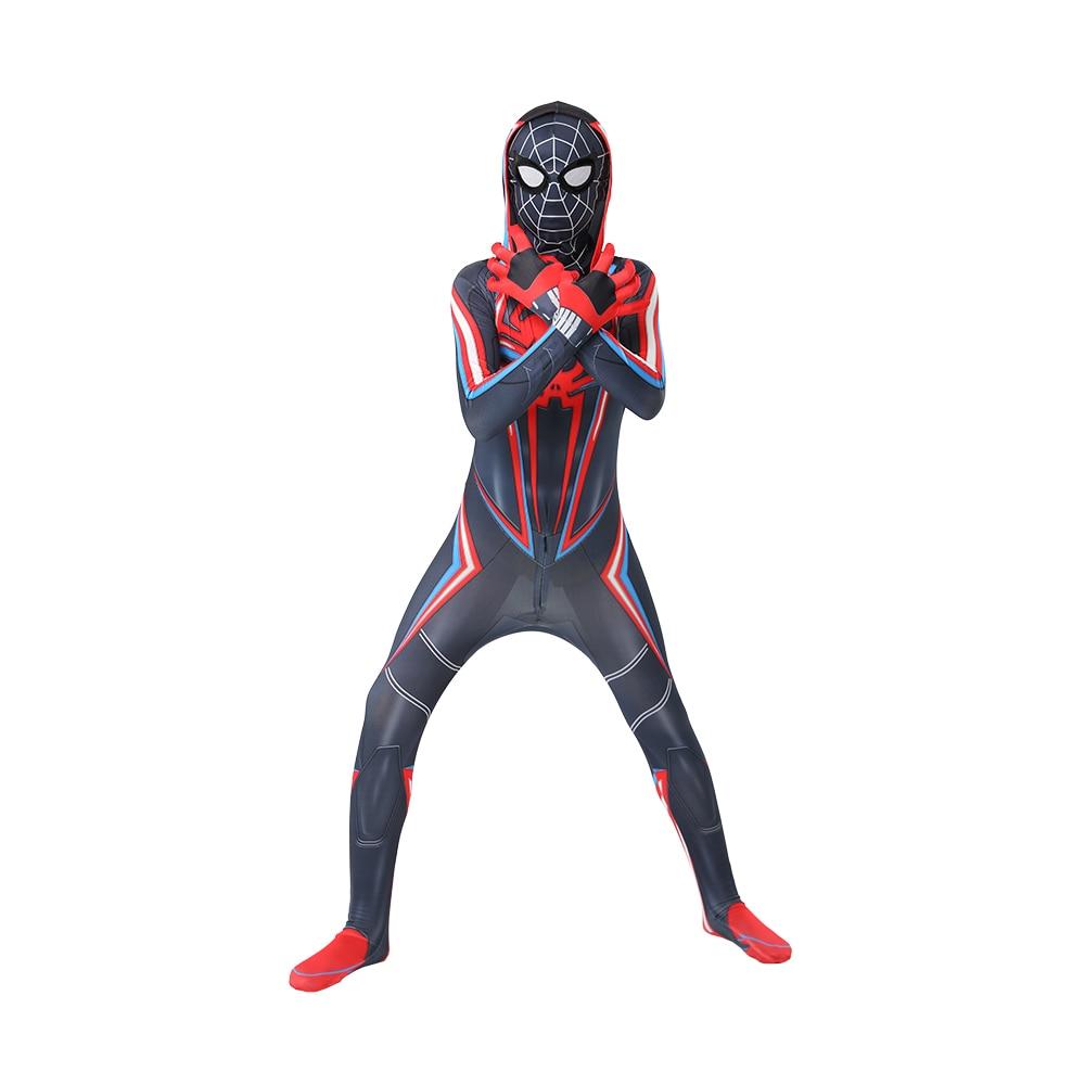 Ultimate Miles Morales Spider-Man Costume for Kids, Multiverse, Lycra, Ages 5-6, 130 cm, Multicolor