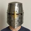 Medieval Crusader Great Steel Knight Helmet with Brass Cross Templar Crusade Armor Historical Reenactment LARP Helmet
