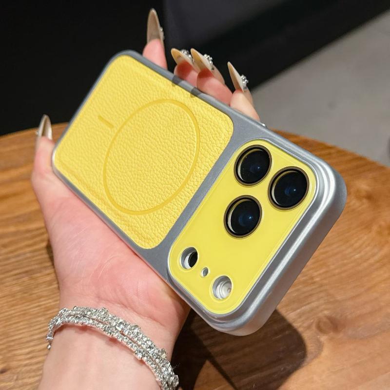 Luxury Leather Texture Magnetic Phone Case For iPhone 17 16 15 14 13 12 Pro Max For Magsafe Shockproof Bumper Back Cases Cover
