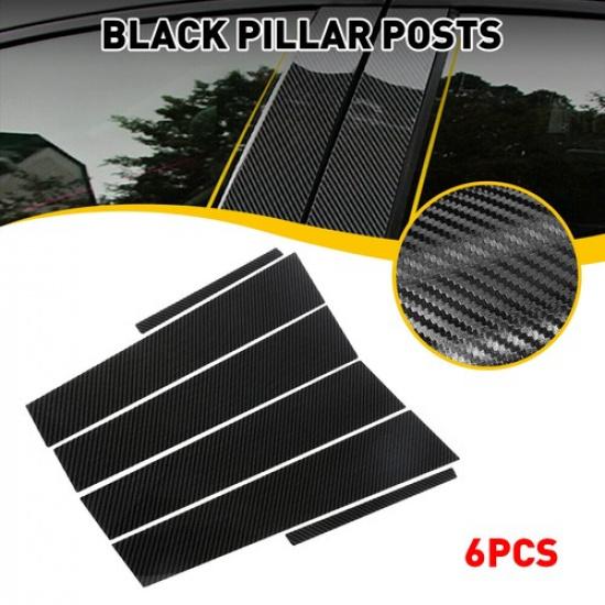 For Dodge 6pc 2011- Charger Carbon Black Pillar Posts Window Door Trim Cover